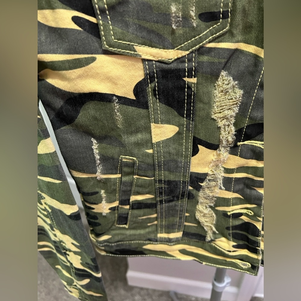 Blue Topic Yellow & Green Camo Denim Jacket & Matching Pants Size Small-… - Picture 9 of 13